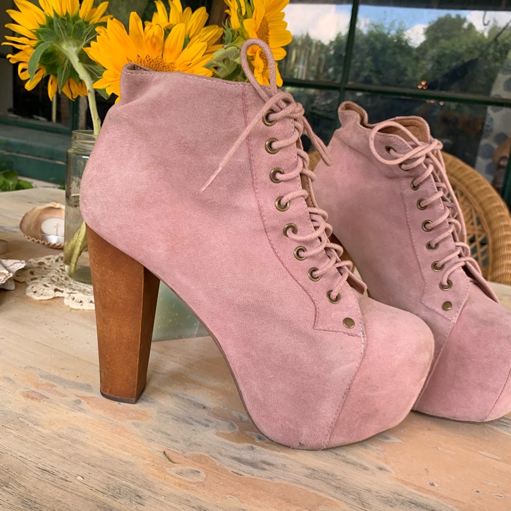 Jeffrey Campbell Lita Boot, pink suede, 7.5